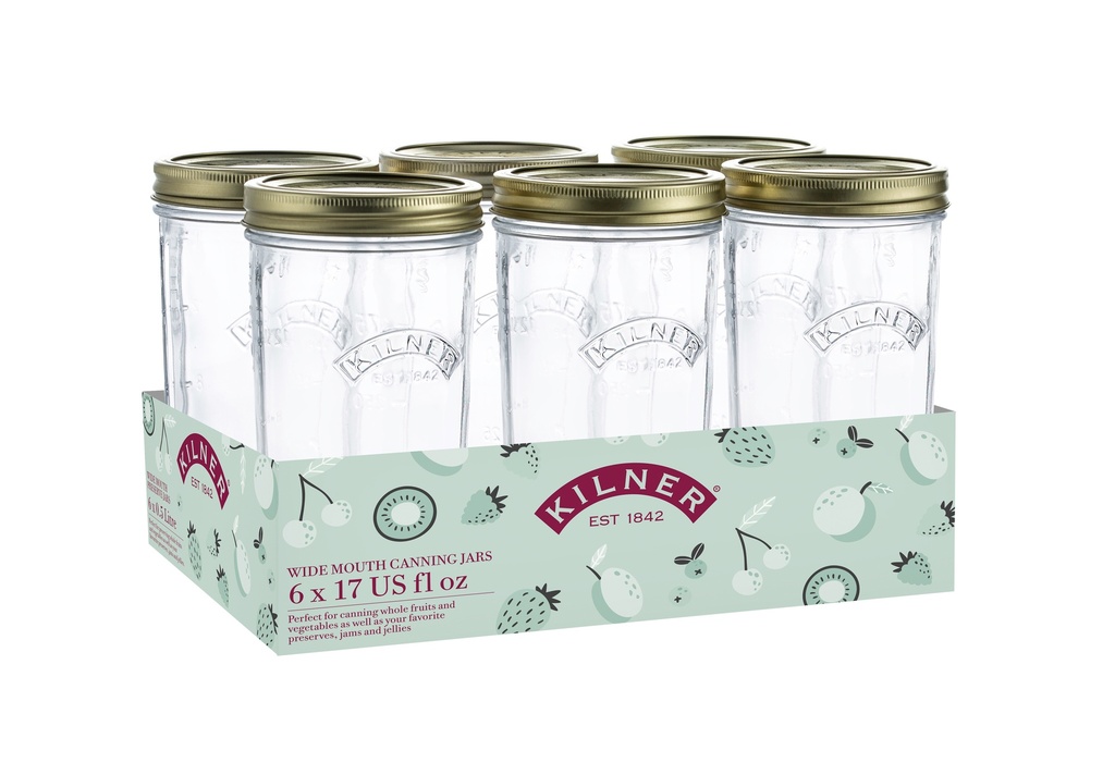 Kilner 6 x 500ml Wide Mouth Preserve Jar