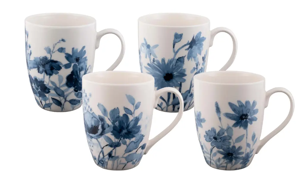 BUNDANOON Coupe Mug 355ml Set of 4 - Garden Blues
