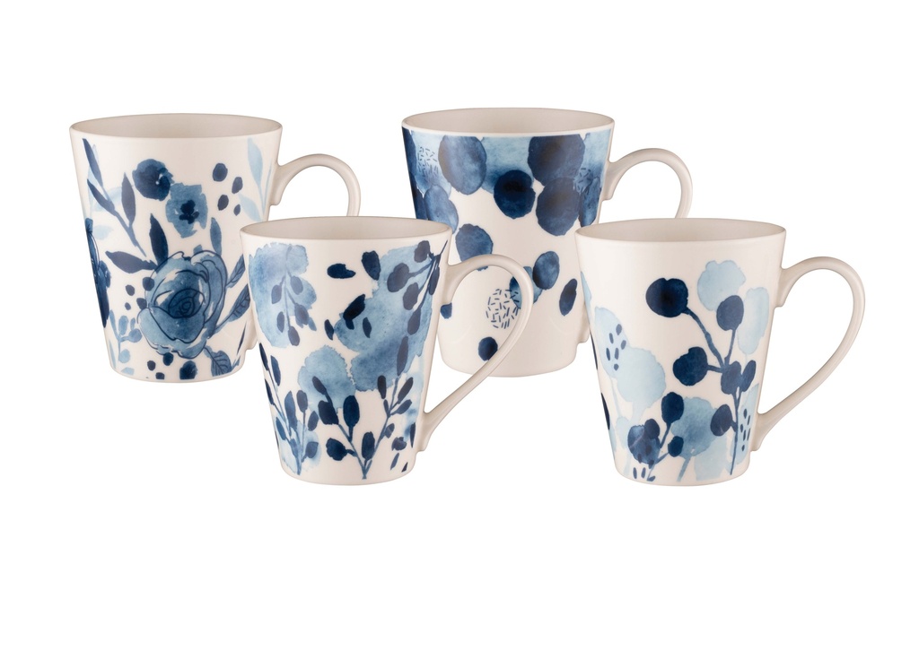[43018] Bundanoon Conical Mug Set Of 4 - Sapphire Bloom