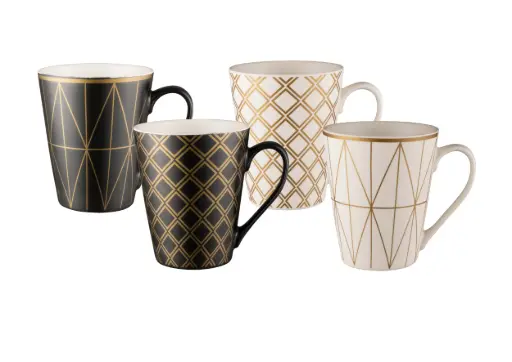 [43019] BUNDANOON Conical Mug 400ml Set of 4 - Geotalics
