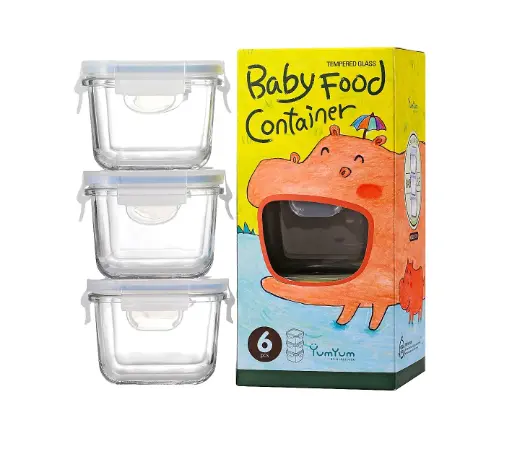 [28092] Glasslock Baby 3 Piece Container Set Square 210ml