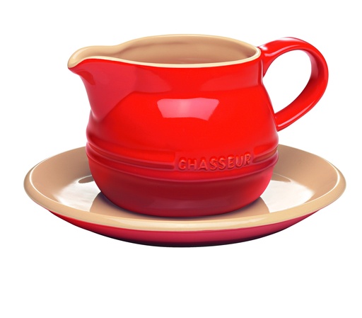 [19330] Chasseur La Cuissn Gravy Boat & Saucer - Red